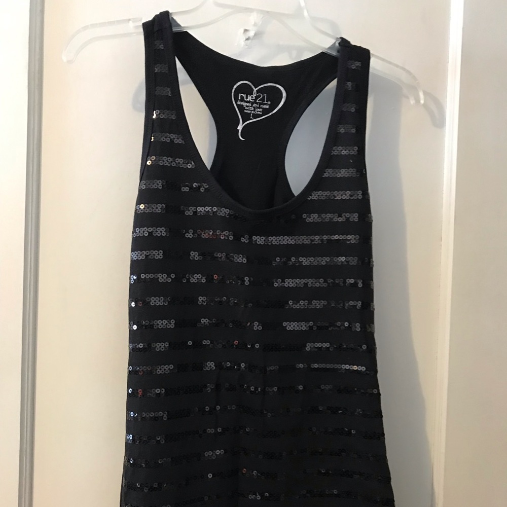 NWT Rue21 sequined black tank L